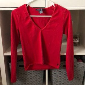Red V neck Long sleeve